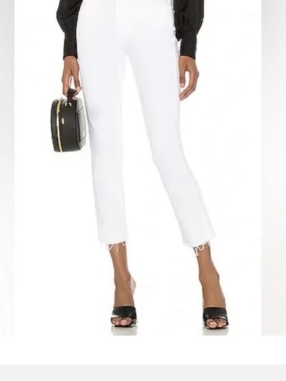 MOTHER White High Waisted Rascal Crop Fray Jeans Size 26